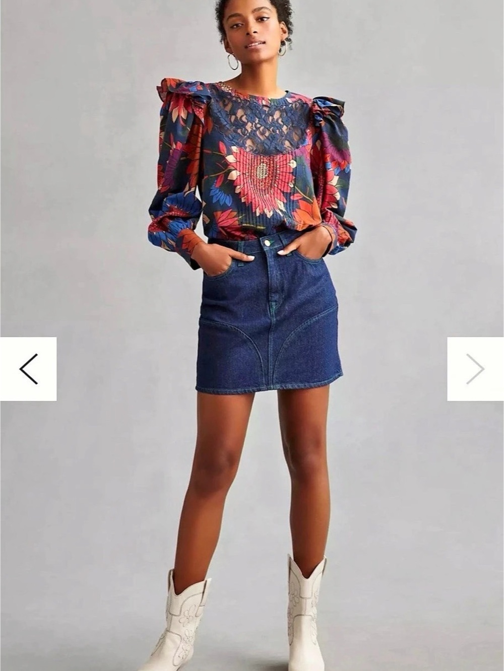 Farm Rio Ruffled Long-Sleeve Blouse XS Tropical Coastal Fall